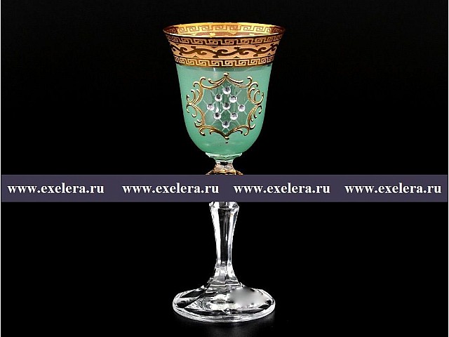 Набор рюмок для водки 60 мл Кристина Версаче Стразы R-G зеленый фон Bohemia 6 шт