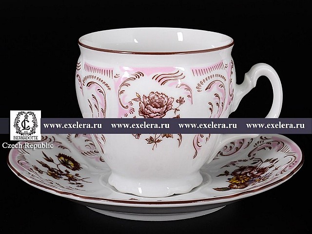 Набор чайных пар бочка Розовый цветок Bernadotte 240 мл (6 пар)