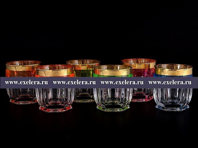 Набор стаканов для виски NEON B-G фон Bohemia Crystal