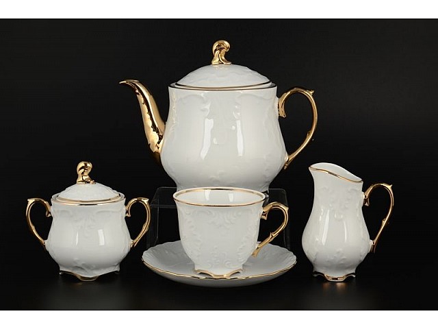 Чайный сервиз Рококо Отводка золото Royal Czech Porcelain