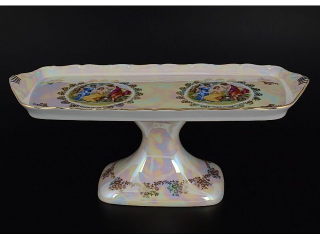 Поднос 36 см на ножке Магнолия Мадонна перламутр MZ