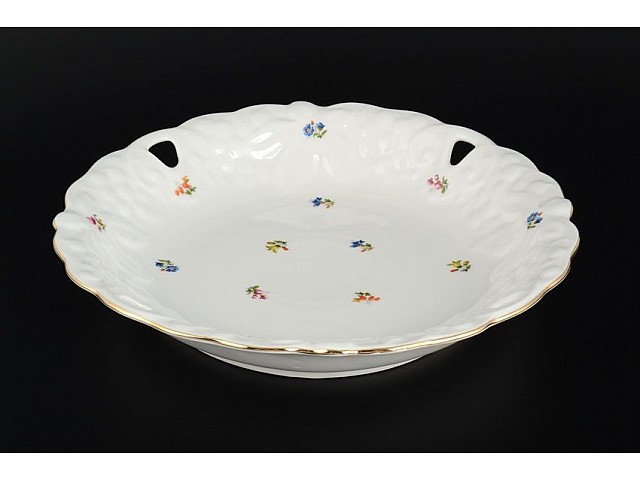 Блюдо для хлеба 30 см Мелкие цветы отводка золото Корона Queens Crown