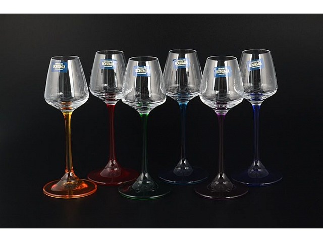 Набор рюмок для водки 60 мл цветной Наоми Crystalite Bohemia 6 шт