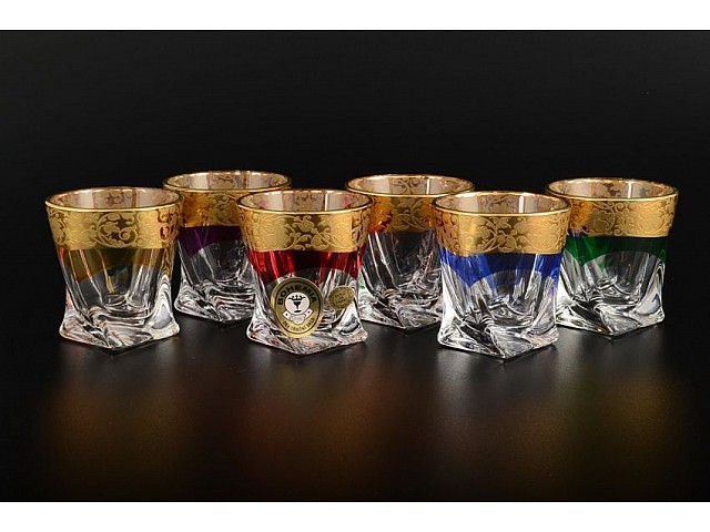 Набор стопок для водки Quadro E-S цветные Bohemia Crystal 55 мл