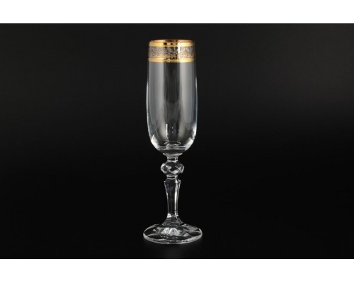 Набор фужеров для шампанского 180 мл Золотой лист Mirel Crystalite Bohemia 6 шт