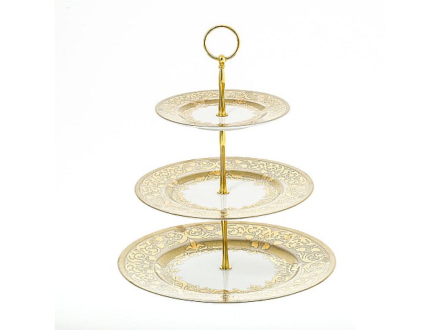 Этажерка 3-яруса Falkenporzellan Natalia creme gold