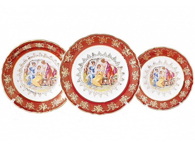 Набор тарелок Carlsbad Фредерика Мадонна Красная на 6 персон 18 шт
