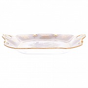 Блюдо квадратное Queen's Crown Aristokrat Охота бежевая 32 см