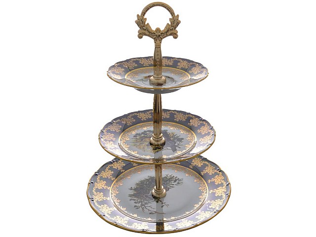 Этажерка 3-х ярусная Queen's Crown Aristokrat Охота зеленая