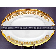 Блюдо овальное 36 см Анжелика Золотая роспись MZ