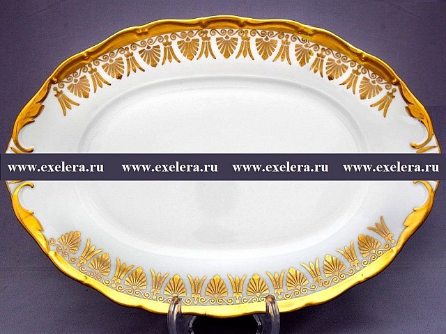 Блюдо овальное 36 см Анжелика Золотая роспись MZ