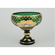 Конфетница стеклянная Лепка зеленая И-В Bohemia Crystal 13 см
