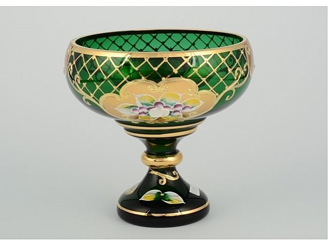 Конфетница стеклянная Лепка зеленая И-В Bohemia Crystal 13 см Конфетница стеклянная Лепка зеленая И-В Bohemia Crystal 13 см