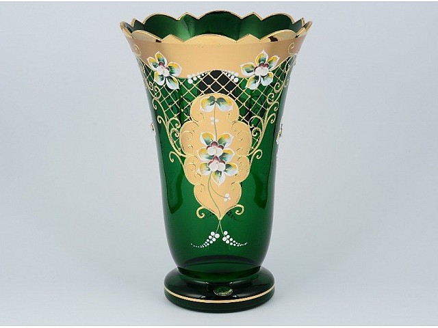 Ваза для цветов 30 см И-В зеленая Bohemia Crystal