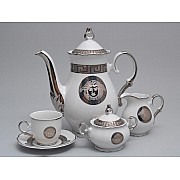 Мокко кофейный сервиз Магнолия Медуза Горгона платина MZ на 6 персон