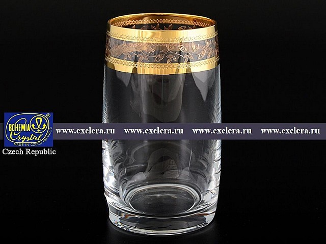 Набор стаканов для воды 250 мл Идеал Золотой листок Crystalite Bohemia 6 шт