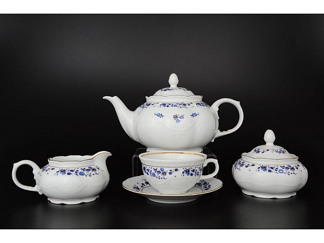 Чайный сервиз Thun Николь Синие цветы на 6 персон
