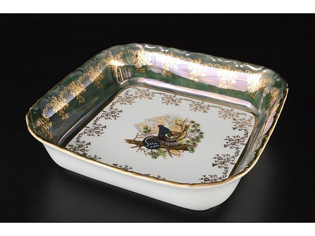 Салатник квадратный 24 см Магнолия Охота Зеленая MZ