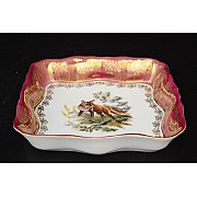 Салатник квадратный 23 см Охота красная Корона Queens Crown