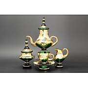 Чайный сервиз Лепка Зеленая М+М Bohemia на 6 персон 17 предметов