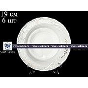 Набор тарелок 19 см Лиана Серый орнамент отводка платина MZ 6 шт
