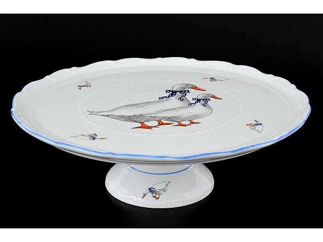 Тарелка для торта на ножке 30 см Офелия Гуси MZ