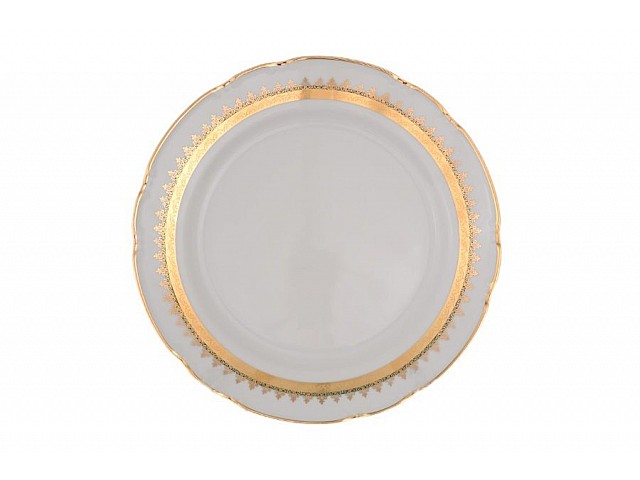 Блюдо круглое 30 см Thun Констанция Изумруд Золотой орнамент