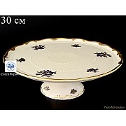 Тарелка для торта на ножке 30 см Анжелика Слоновая кость синяя Роза MZ