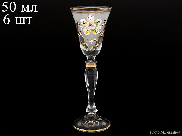 Набор рюмок для водки 50 мл Виктория белый фон K-A Bohemia 6 шт