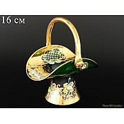 Конфетница корзина 16 см Bohemia Лепка Зеленая E-V