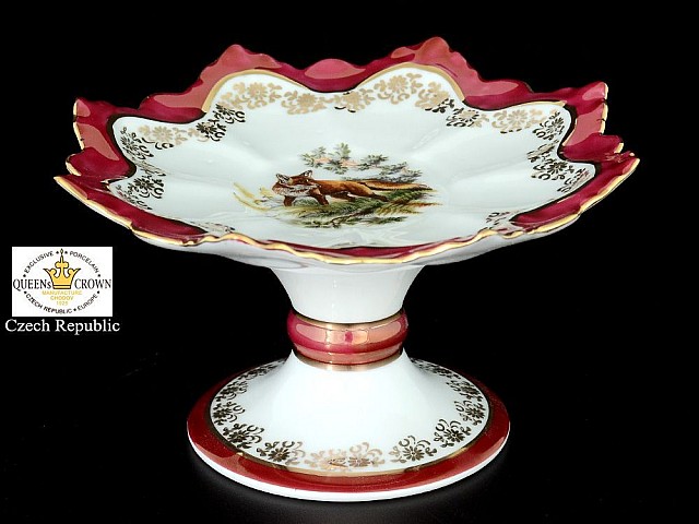 Ваза для конфет на ножке Охота красная Корона Queens Crown 19 см