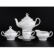 Чайный сервиз Лиана Серый орнамент отводка платина MZ на 6 персон 17 предметов