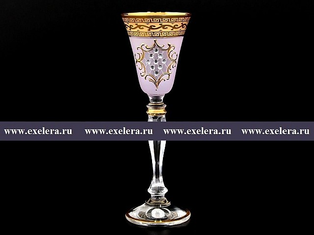 Набор рюмок для водки 50 мл Виктория Версаче Стразы R-G розовый фон Bohemia 6 шт