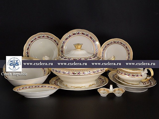 Столовый сервиз Анжелика Полевой букет Слоновая Кость MZ на 6 персон 27 предметов