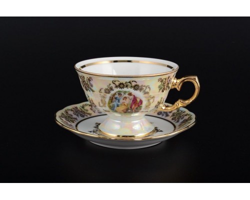 Набор чайных пар Мадонна Перламутр Royal Czech Porcelain на 6 персон