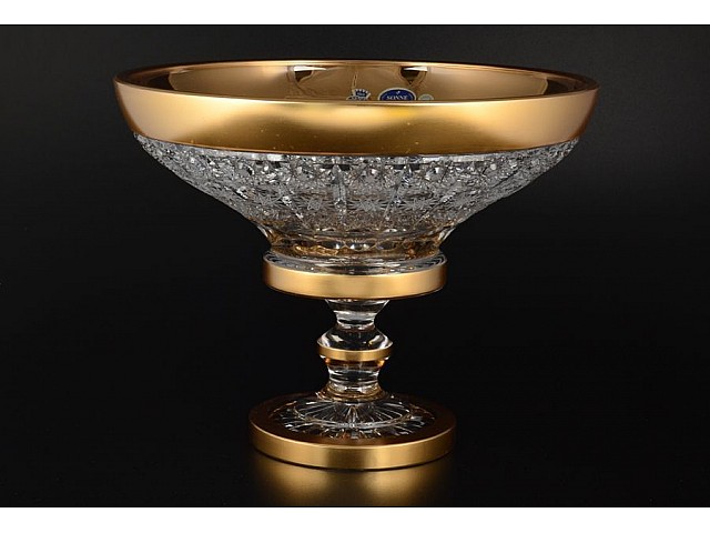 Фруктовница на ножке Золото Sonne Crystal 30 см