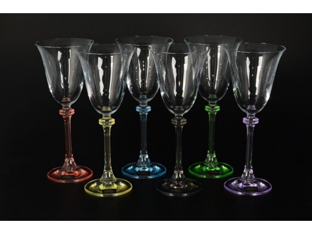 Набор бокалов для вина 185 мл Александра ножка Арлекино Crystalite Bohemia 6 шт
