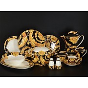 Столово-чайный сервиз Черный с золотом Royal на 6 персон 42 предмета