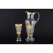 Набор для воды (кувшин и 6 стаканов) Иксовка Махараджа камни желтые Bohemia Crystal