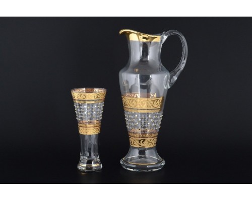 Набор для воды (кувшин и 6 стаканов) Иксовка Махараджа камни желтые Bohemia Crystal