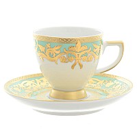 Набор кофейных пар Falkenporzellan Natalia seladon gold