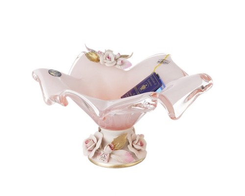 Фруктовница White Cristal 30 см розовый кварц