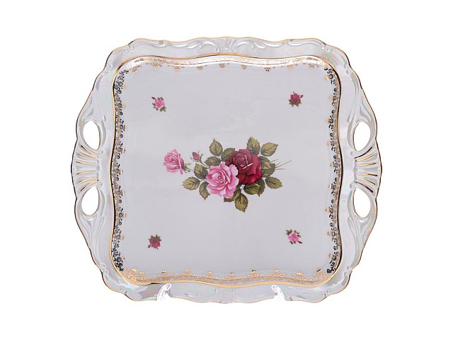 Блюдо квадратное Queen's Crown Роза перламутр 34x29 см