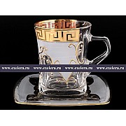 Набор чайных пар Quadro Костка B-G Bohemia Crystal на 6 персон