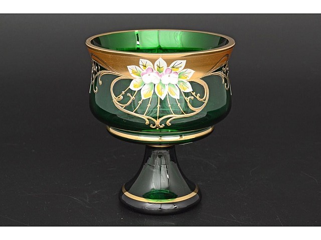 Конфетница Лепка Зеленая B-P Bohemia Crystal 15 см 1424