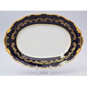 Блюдо овальное 32 см Анжелика Кобальт Золотые вензеля MZ