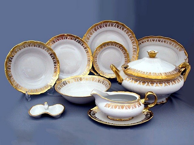 Столовый сервиз Анжелика Золотая роспись MZ на 6 персон 27 предметов