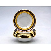Набор салатников 13 см Магнолия Золотая полоса Изумруд MZ 6 шт
