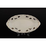 Блюдо овальное 26 см Анжелика Слоновая кость Золотая синяя роза MZ