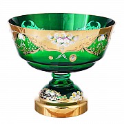 Фруктовница 30 см Bohemia Crystal Лепка Зеленая E-S
